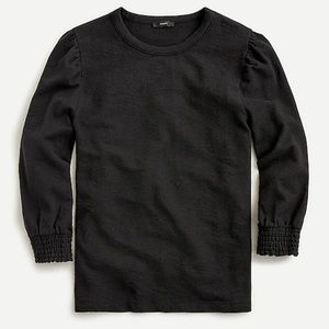 JCrew: three quarter smocked sleeve top (black)
